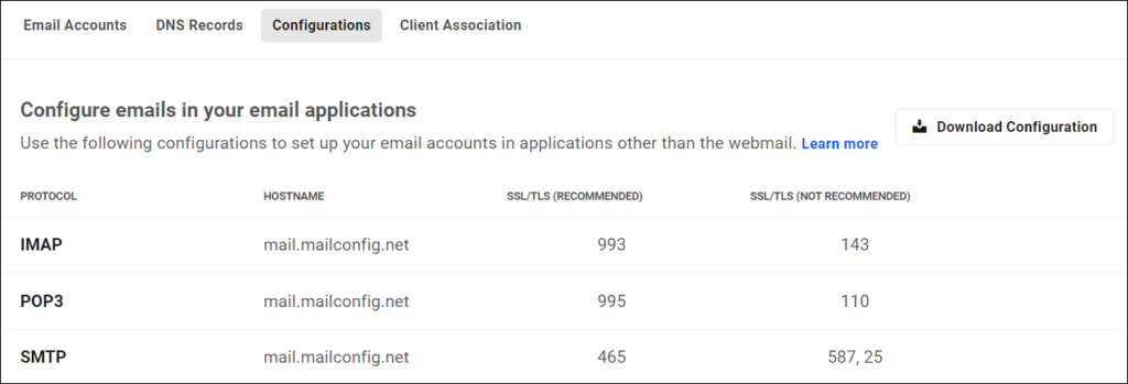 webmail-configurations